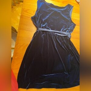 Elegant but Cute Blue Stretch Velvetine Dress